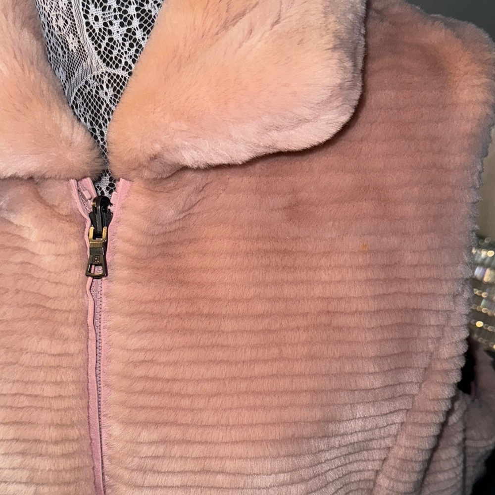 Pink Liz Claiborne Faux Fur Vest reversible size X l
